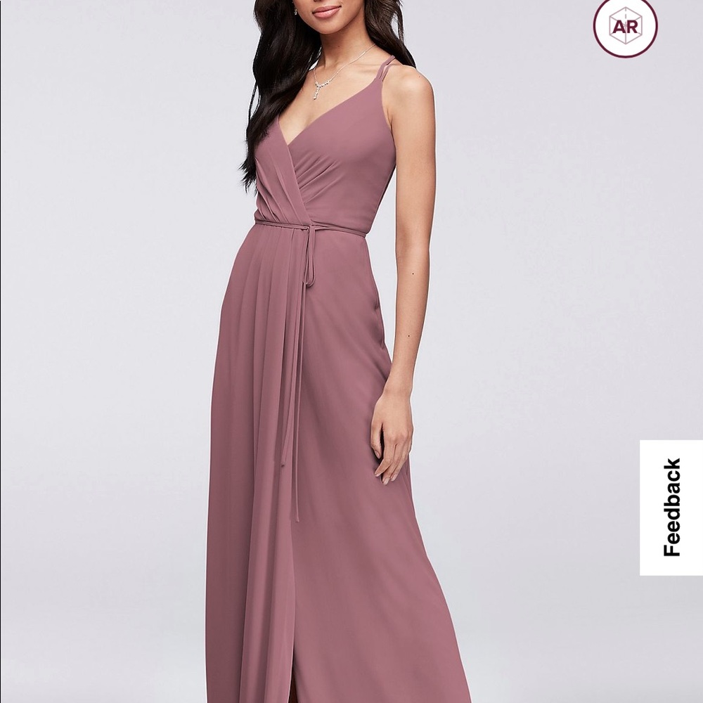 David’s Bridal Georgette Bridesmaid Wrap Dress in Quartz - Size 4